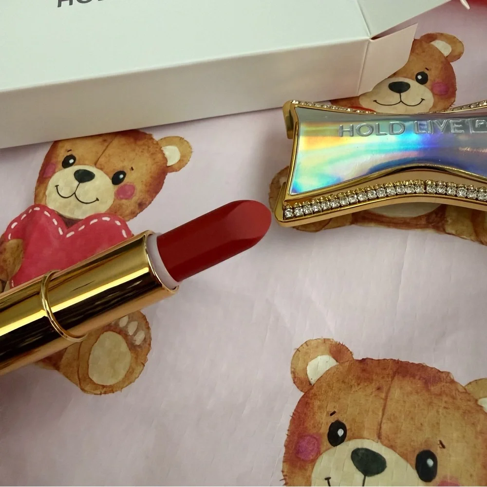 Classic Red Lipstick in Gorgeous Iridescent Silver and Gold Packaging